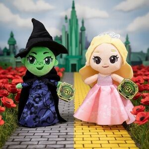Universal Studios Hollywood Wicked Glinda and Elphaba Plush Set NWT